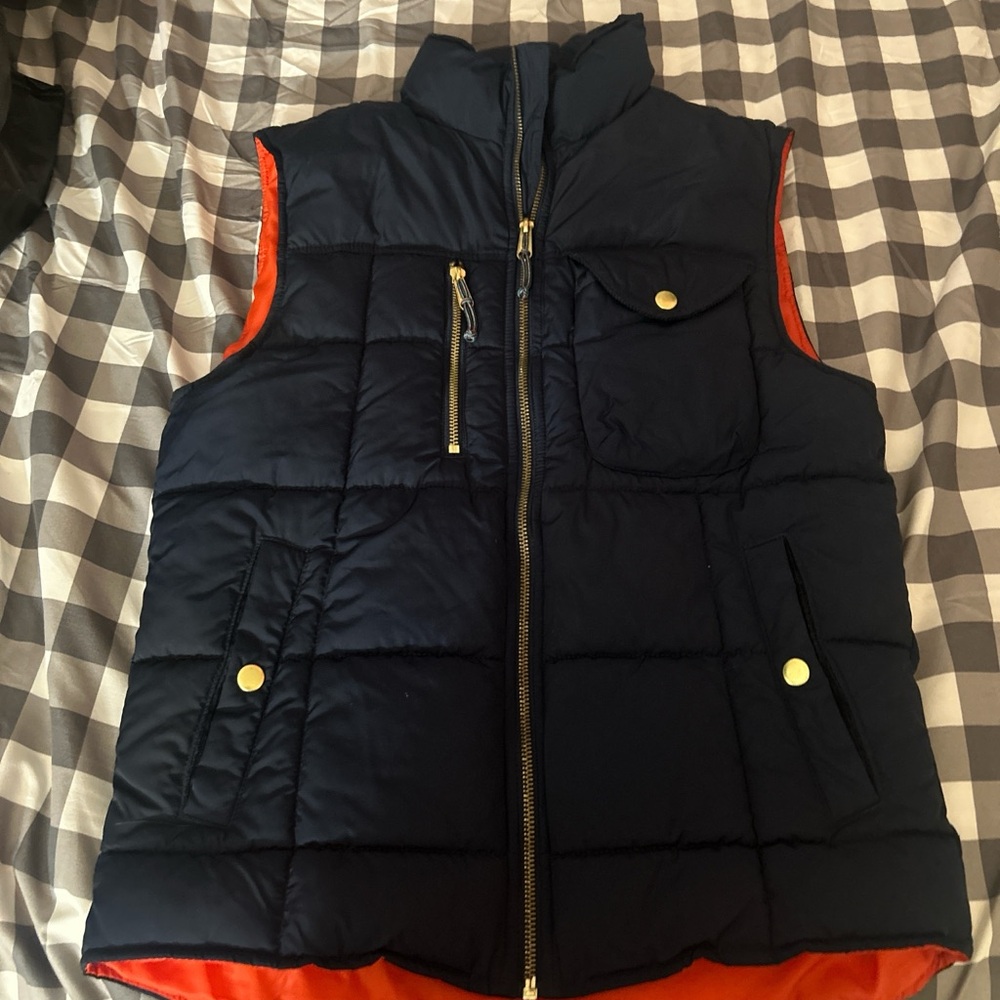 Goodfellow & Co Navy Vest with Vibrant Orange Lining